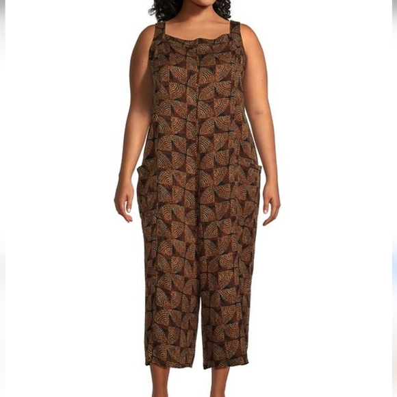 Westbound Pants - Westbound Square Neck Geometric Sleeveless Westbound Square Neckide Leg Jumpsuit